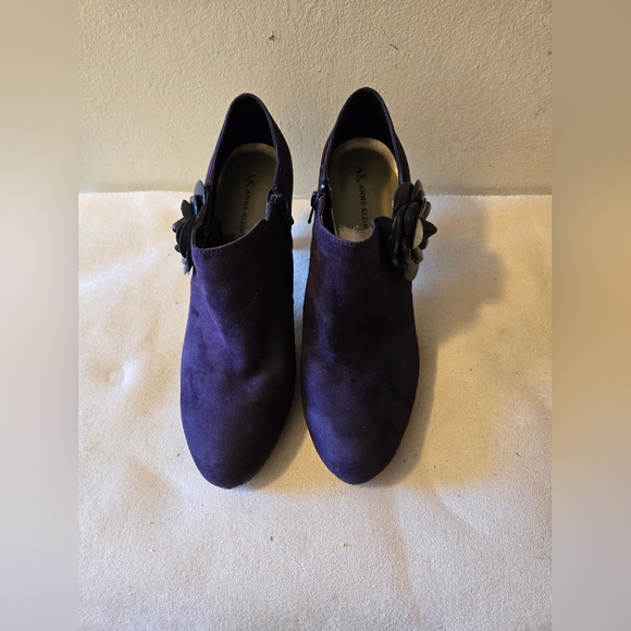 Anne Klein Women's  Shoes Suede  Purple  Zip Up Ankle Boots With flower Size 10M - Picture 15 of 15